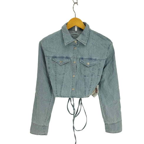 ザラ ZARA レースアップ バックシャン シャンブレー デニムシャツ レディース import:M