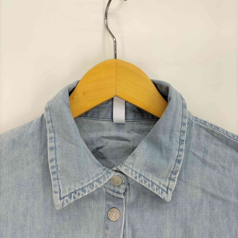 ザラ ZARA レースアップ バックシャン シャンブレー デニムシャツ レディース import:M