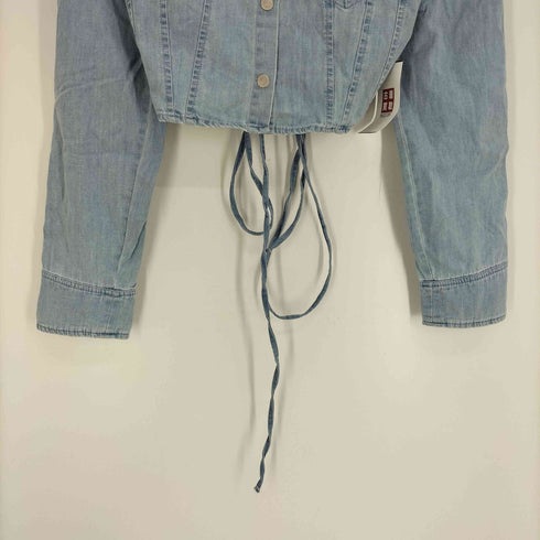 ザラ ZARA レースアップ バックシャン シャンブレー デニムシャツ レディース import:M