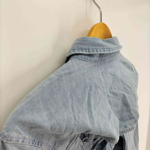 ザラ ZARA レースアップ バックシャン シャンブレー デニムシャツ レディース import:M