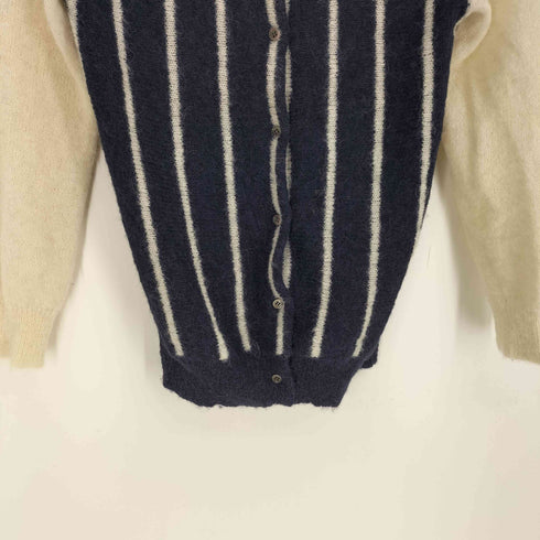 ビュルデサボン bulle de savon アルパカ混 ストライプ クルーネック ニット カーディガン レディース FREE