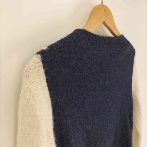 ビュルデサボン bulle de savon アルパカ混 ストライプ クルーネック ニット カーディガン レディース FREE