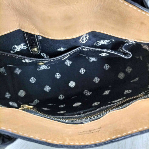 ACCESSOIRES DE MADEMOISELLE クロコ型押し レザー ハンドバッグ レディース