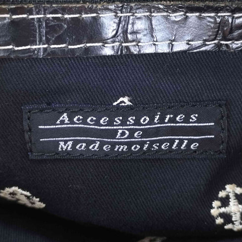 ACCESSOIRES DE MADEMOISELLE クロコ型押し レザー ハンドバッグ レディース