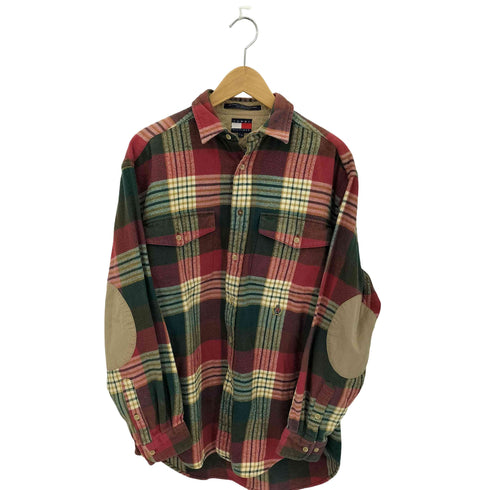 トミーヒルフィガー TOMMY HILFIGER エンブレム刺繍 フランネルチェック 長袖シャツ メンズ S