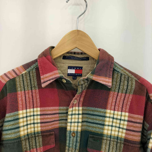 トミーヒルフィガー TOMMY HILFIGER エンブレム刺繍 フランネルチェック 長袖シャツ メンズ S