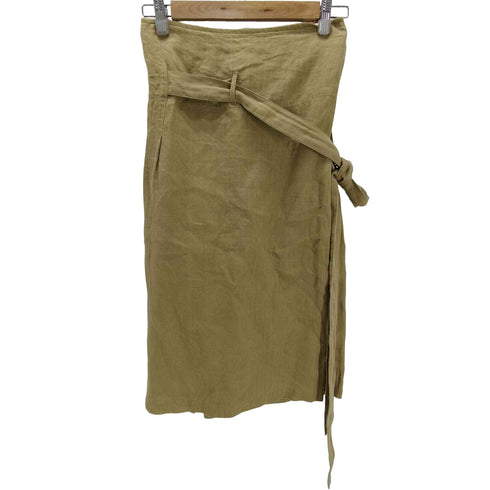 ハバーサック HAVERSACK 内側総柄 麻 リネン ヘリンボーン ベルデット ワイド キュロット ガウチョ パンツ レディース JPN:1