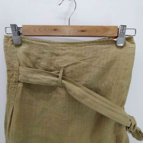 ハバーサック HAVERSACK 内側総柄 麻 リネン ヘリンボーン ベルデット ワイド キュロット ガウチョ パンツ レディース JPN:1