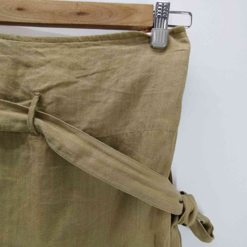 ハバーサック HAVERSACK 内側総柄 麻 リネン ヘリンボーン ベルデット ワイド キュロット ガウチョ パンツ レディース JPN:1