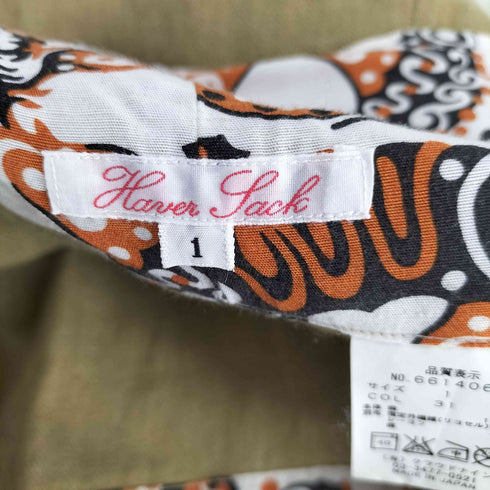 ハバーサック HAVERSACK 内側総柄 麻 リネン ヘリンボーン ベルデット ワイド キュロット ガウチョ パンツ レディース JPN:1