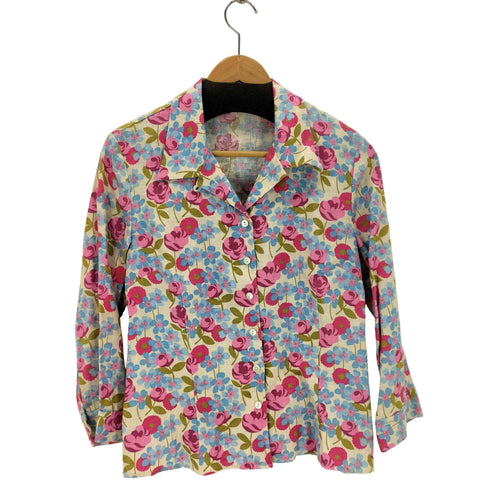 ローラアシュレイ LAURA ASHLEY 花柄オープンカラーシャツ レディース 11