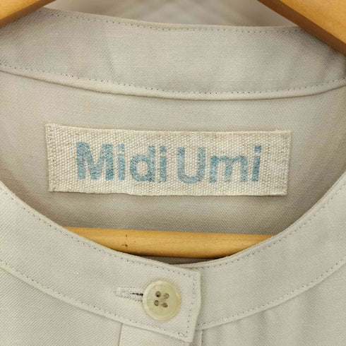 MIDI UMI リネンブレンド プリーツ ノースリーブ シャツワンピース レディース
