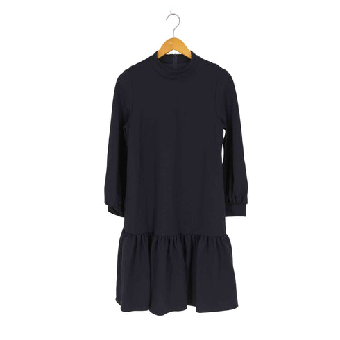 エムプルミエブラック M-premier BLACK ストレッチポンチスタンドカラーギャザーワンピース レディース JPN:36