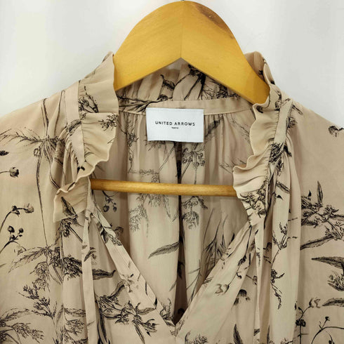 ユナイテッドアローズ UNITED ARROWS ボタニカルプリント ドローストリング ドレープフリルブラウス レディース