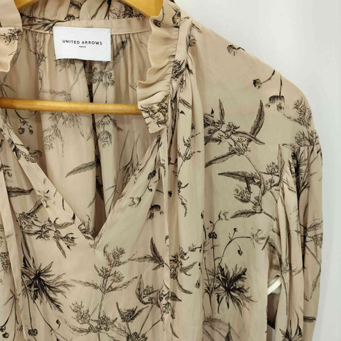 ユナイテッドアローズ UNITED ARROWS ボタニカルプリント ドローストリング ドレープフリルブラウス レディース