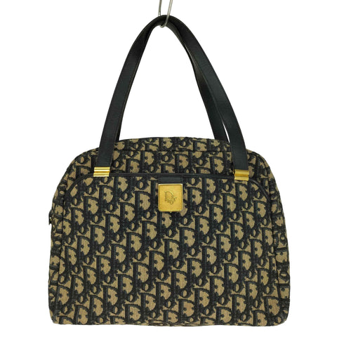 クリスチャンディオール Christian Dior 60-70s フランス製 トロッター ロゴ プレート オブリーク キャンバス サッチェルバッグ ハンドバッグ レディース