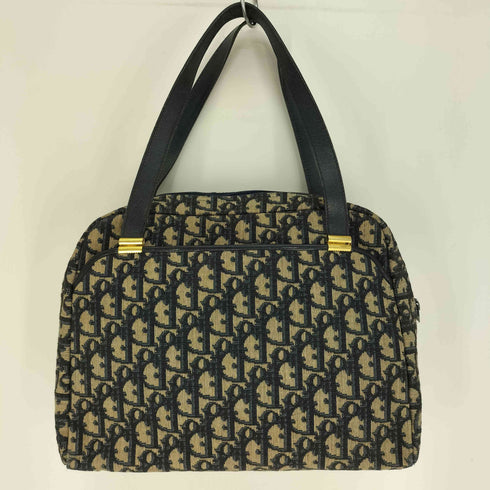 クリスチャンディオール Christian Dior 60-70s フランス製 トロッター ロゴ プレート オブリーク キャンバス サッチェルバッグ ハンドバッグ レディース