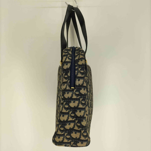 クリスチャンディオール Christian Dior 60-70s フランス製 トロッター ロゴ プレート オブリーク キャンバス サッチェルバッグ ハンドバッグ レディース