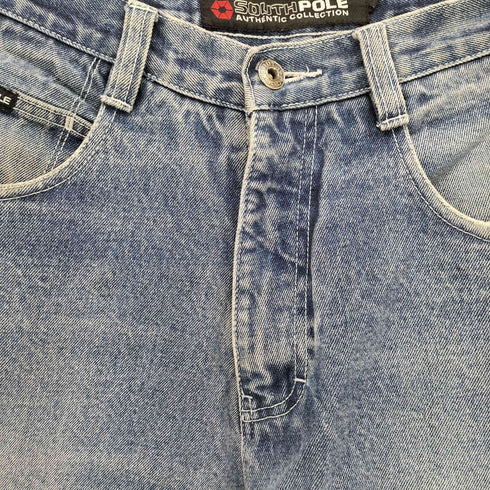 サウスポール SOUTHPOLE 90-00S 香港製 ロゴ 刺繍 ペインター デニム バギー パンツ メンズ US:34-35