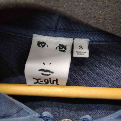 エックスガール X-girl 24AW FACE PIGMENT DYED ZIP UP SWEAT HOODIE フェイス ピグメント ダイ ジップアップ スウェット フーディー パーカー レディース import:S