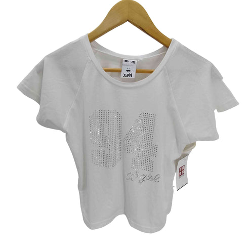 エックスガール X-girl 25SS RHINESTONE NUMBERING BABY TEE ラインストーン ナンバリング ベイビー S/S Tシャツ レディース JPN:M