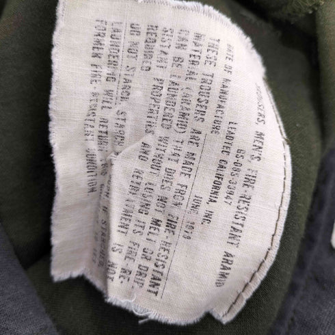 ユーエスアーミー U.S. ARMY 70S Fire-Resistant Aramid 耐火 アラミド ステンシル アーミー トラウザー スラックス TALON ジップ メンズ US:30-31