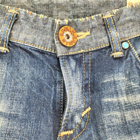 エドウィン EDWIN ターコイズスタッズ刺繍デザインデニムパンツ Y2K メンズ L