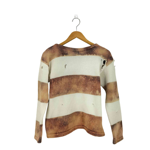ローレンラルフローレン LAUREN RALPH LAUREN 90s ダメージ タイダイボーダー 長袖 クルーネックニット レディース import:S