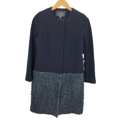 ジャスグリッティー JUSGLITTY アンゴラ アルパカ ミックス ツイード切替 ノーカラーコート レディース JPN:1