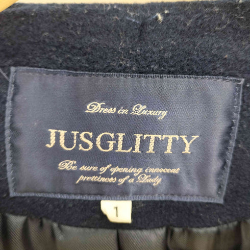 ジャスグリッティー JUSGLITTY アンゴラ アルパカ ミックス ツイード切替 ノーカラーコート レディース JPN:1