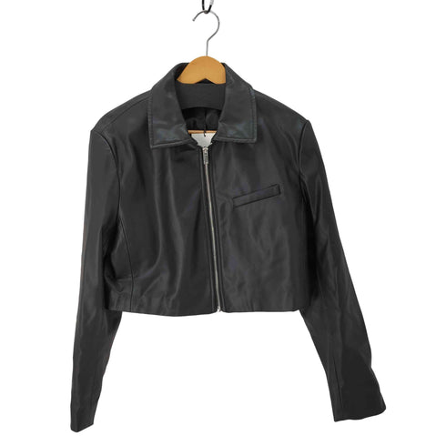 ザラ ZARA クロップド フェイクレザージャケット レディース import:L