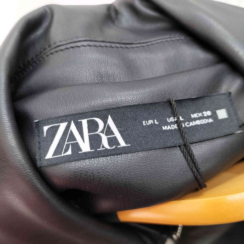 ザラ ZARA クロップド フェイクレザージャケット レディース import:L