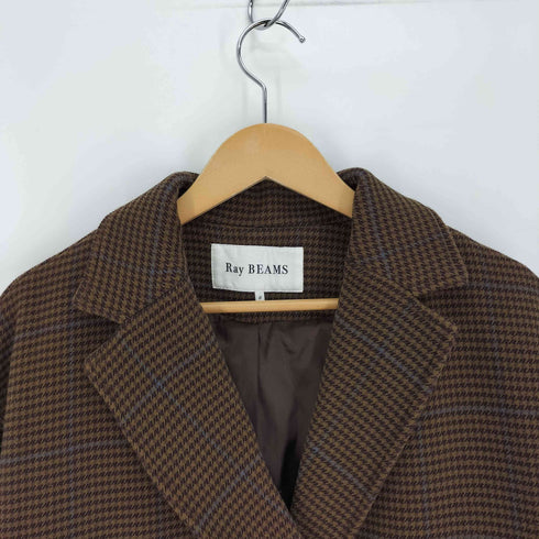 レイビームス Ray BEAMS 22AW ダブルチェスター ロング コート チェック 千鳥格子 レディース JPN:0