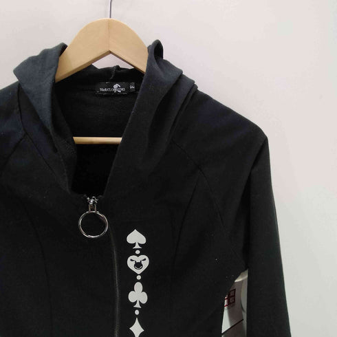 ニーアクロージング NIER CLOTHING スペード クローバー トランプ プリント ジップ パーカー ミニ ワンピース 猫耳フード レディース FREE