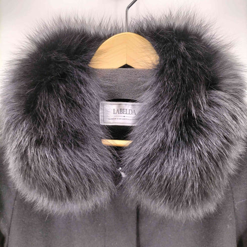 LABELDA カシミヤ ファー付き ステンカラーコート レディース 9AR