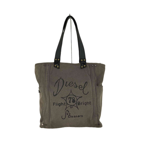 ディーゼル DIESEL スタッズ ロゴプリント キャンバストートバッグ メンズ