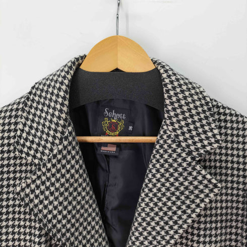 ショット Schott 千鳥格子柄 ウールナイロン チェスターコート メンズ US:36