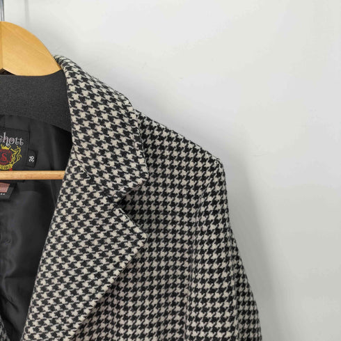 ショット Schott 千鳥格子柄 ウールナイロン チェスターコート メンズ US:36
