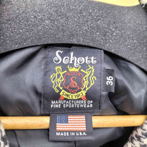 ショット Schott 千鳥格子柄 ウールナイロン チェスターコート メンズ US:36