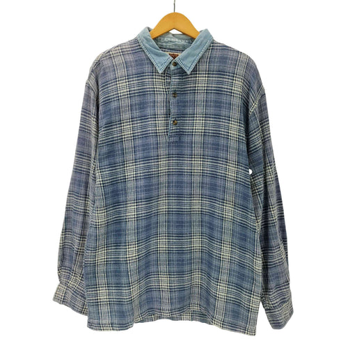 ルートロクジュウロク ROUTE66 90S インド綿 コットン チェック L/S スキッパー ポロ シャツ メンズ import:S