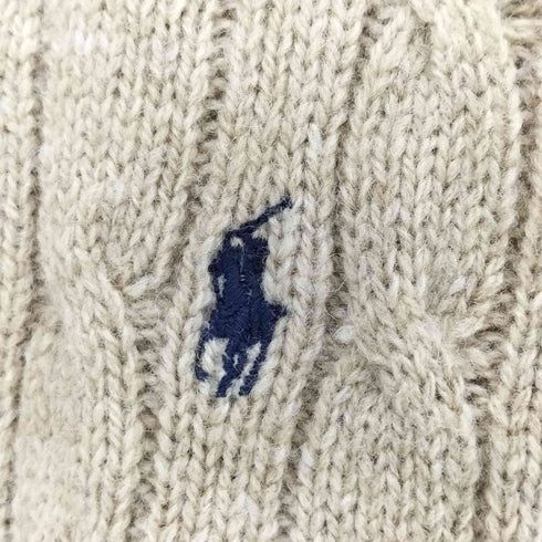 ポロバイラルフローレン Polo by RALPH LAUREN 90S ポニー刺繍 ケーブル編み ウール カーディガン メンズ import:M
