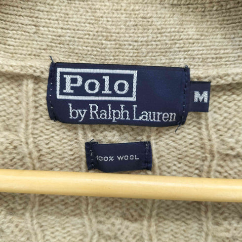 ポロバイラルフローレン Polo by RALPH LAUREN 90S ポニー刺繍 ケーブル編み ウール カーディガン メンズ import:M