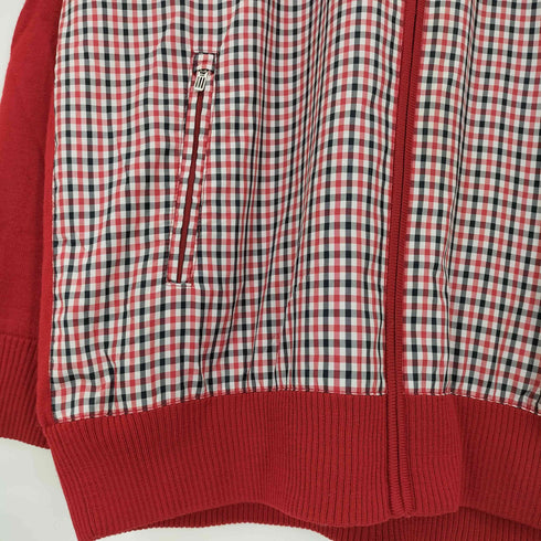 アディダス adidas GOLF ロゴ刺繍 蓄熱 素材切替 ギンガムチェック ジップアップ ニットジャケット メンズ O