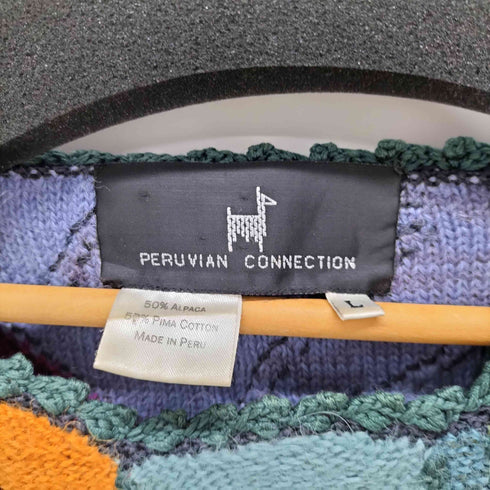 peruvian connection 総柄 アルパカコットン ニットセーター メンズ import:L
