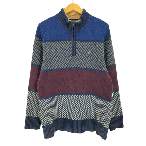 トミーヒルフィガー TOMMY HILFIGER LUXURY BLEND マルチボーダー ハーフジップ ニット メンズ import:XL
