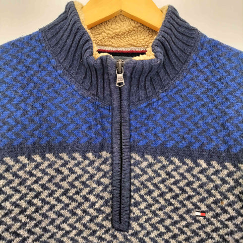 トミーヒルフィガー TOMMY HILFIGER LUXURY BLEND マルチボーダー ハーフジップ ニット メンズ import:XL