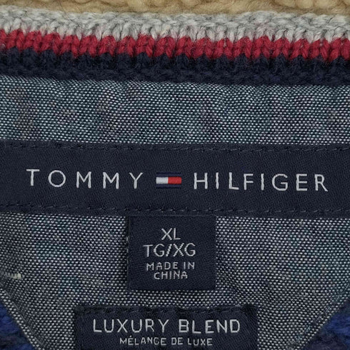 トミーヒルフィガー TOMMY HILFIGER LUXURY BLEND マルチボーダー ハーフジップ ニット メンズ import:XL