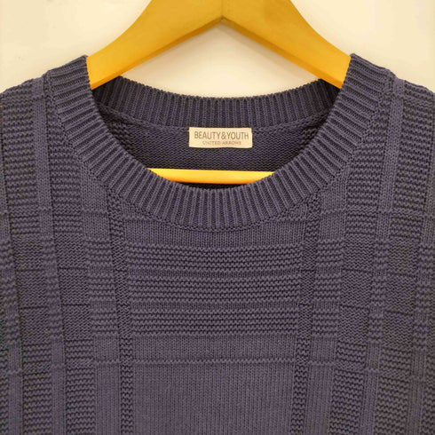 ビューティーアンドユースユナイテッドアローズ BEAUTY & YOUTH UNITED ARROWS ドライコットン 5ゲージ チェック クルーネック ニット メンズ JPN:L