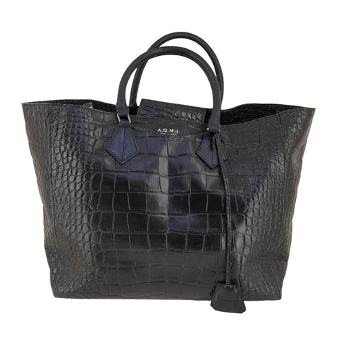 ADMJ クロコ型押しレザートートバック レディース