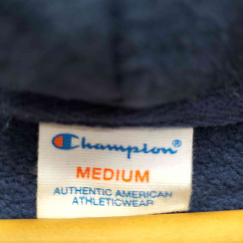 チャンピオン Champion 90S 都市ロゴ プリント 目有り ドローコード 裏起毛 プルオーバー パーカー メンズ import:M